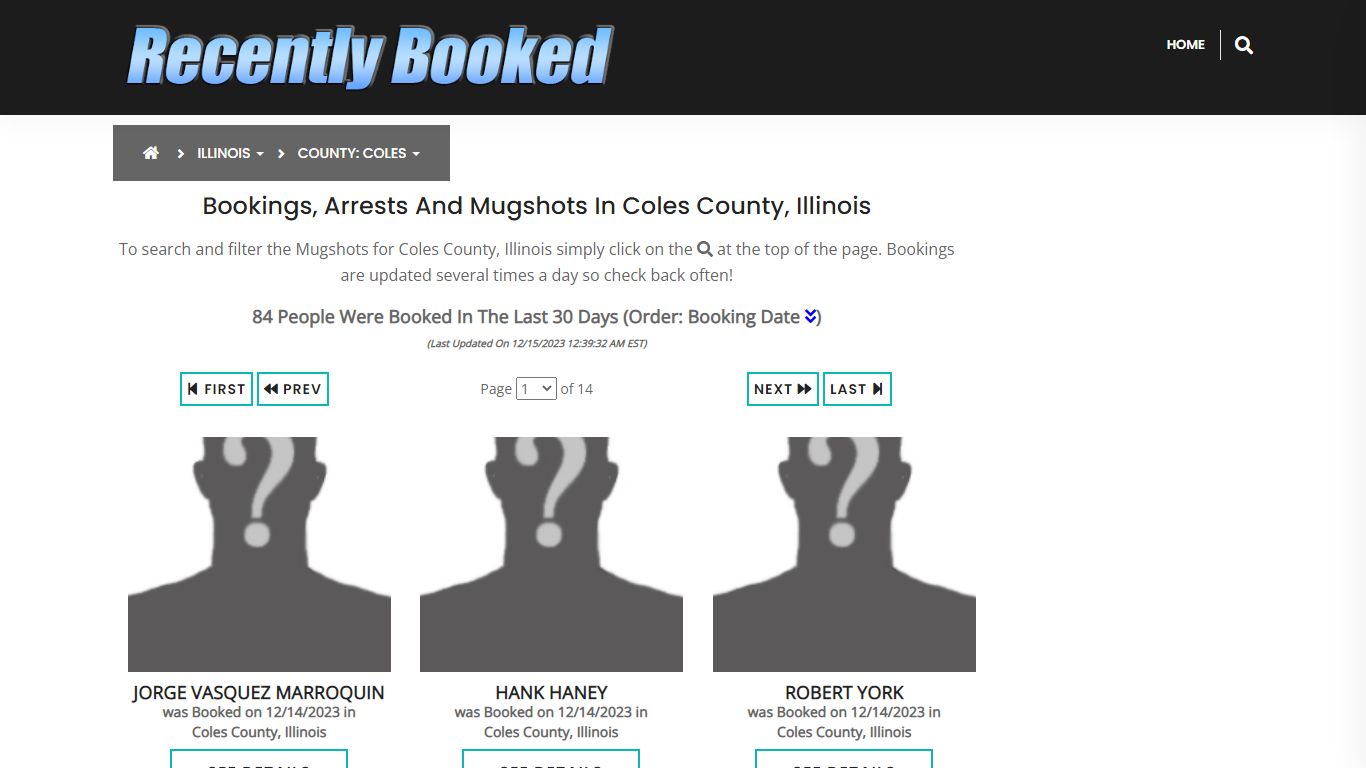 Recent bookings, Arrests, Mugshots in Coles County, Illinois